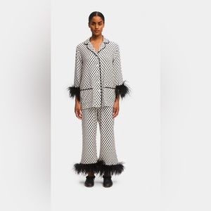 New with tags Sleeper Party Pajamas Set with Detachable Feathers in black print